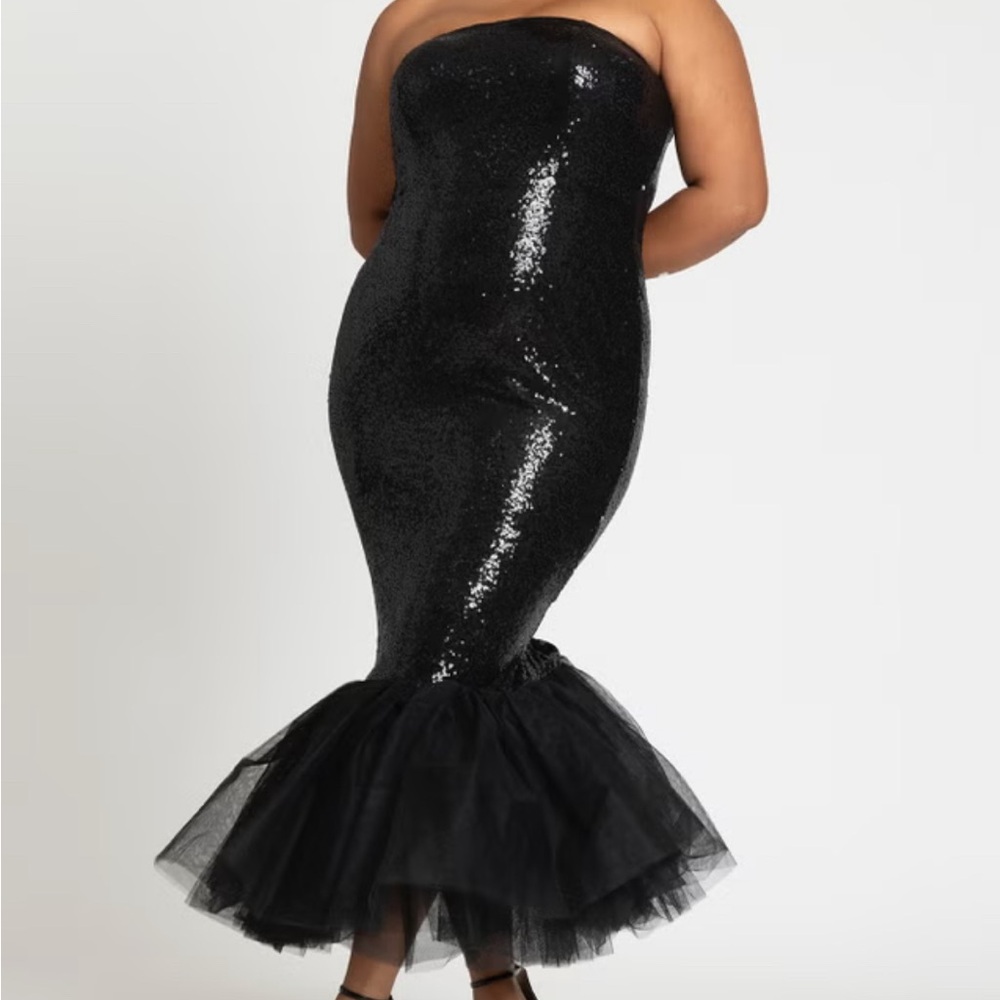 Eloquii Black Sequin Strapless Gown